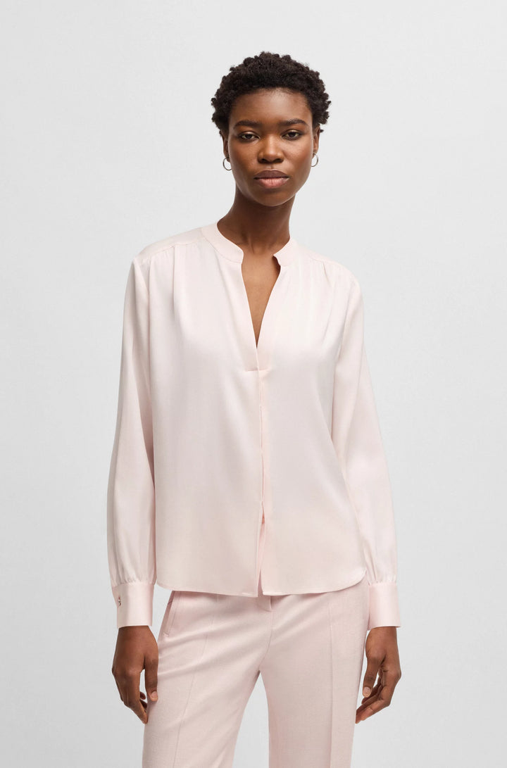 BOSS Regular-fit blouse in stretch silk