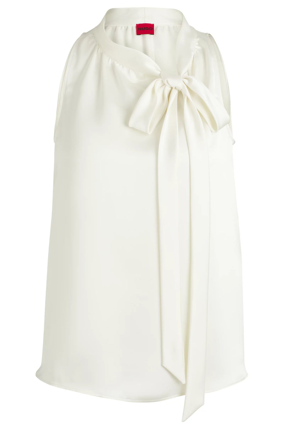 HUGO Sleeveless blouse in satin with tie neck