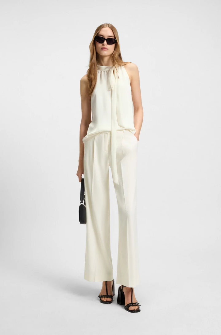 HUGO Sleeveless blouse in satin with tie neck