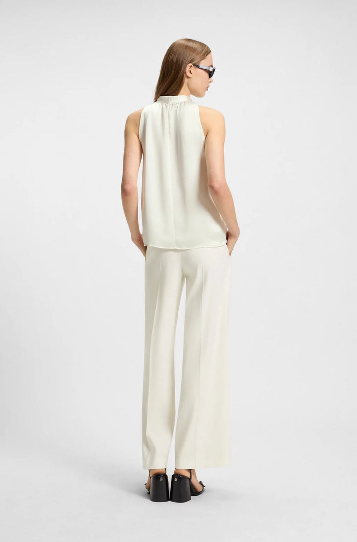 HUGO Sleeveless blouse in satin with tie neck