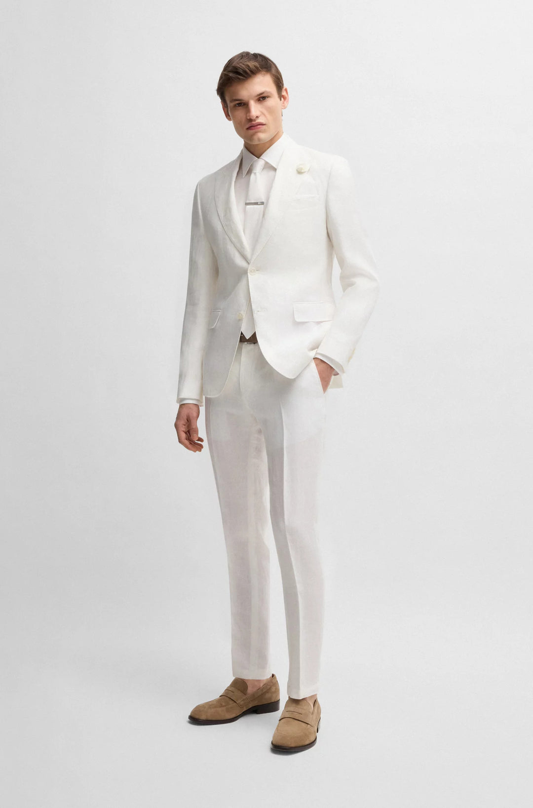Boss Formal trousers in linen canvas