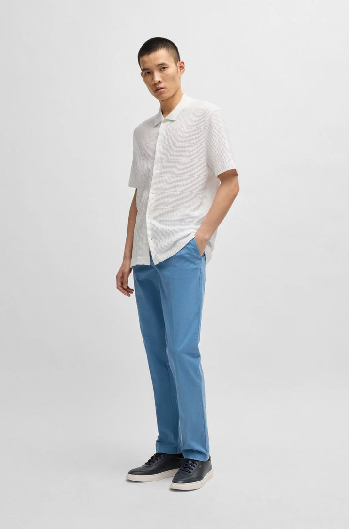 BOSS REGULAR-FIT SHIRT IN WAFFLE COTTON