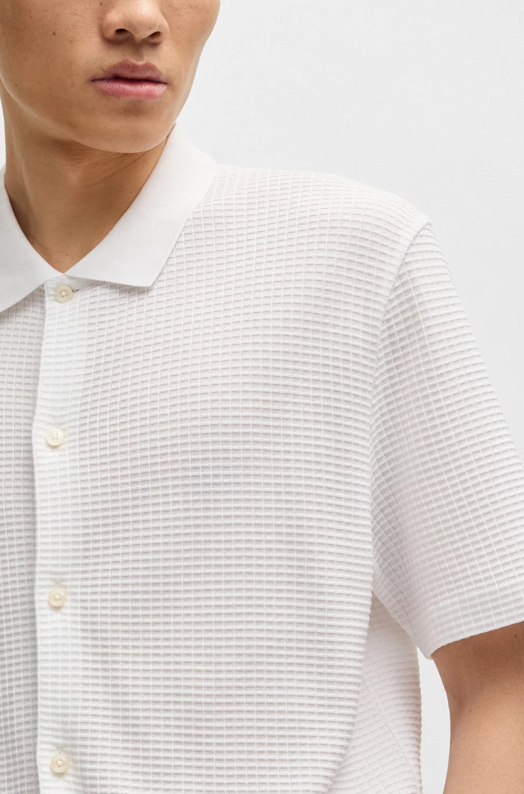 BOSS REGULAR-FIT SHIRT IN WAFFLE COTTON
