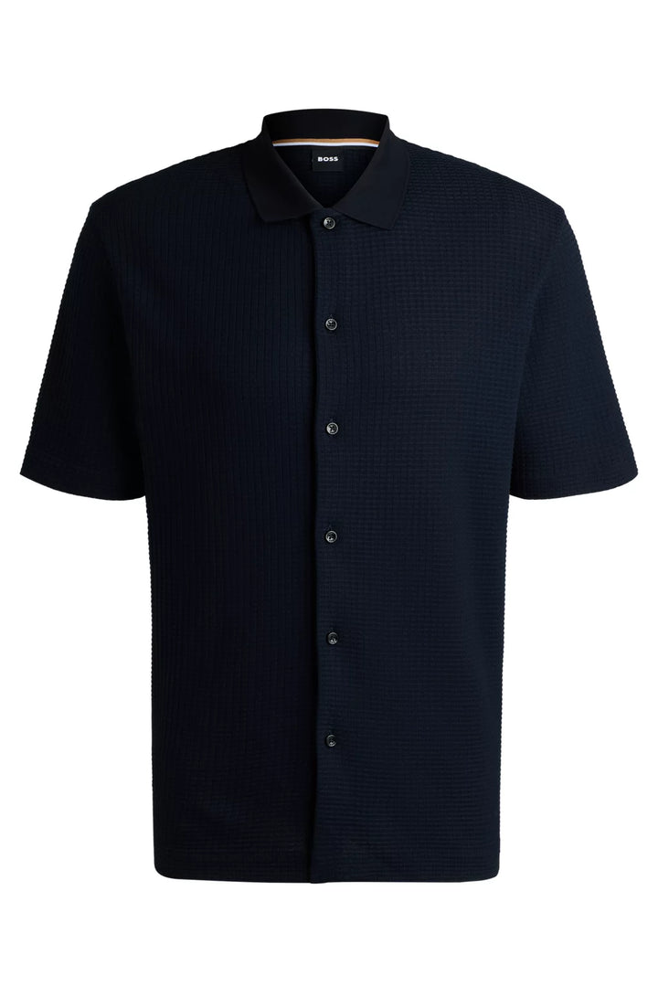 BOSS REGULAR-FIT SHIRT IN WAFFLE COTTON
