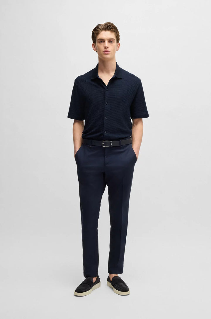 BOSS REGULAR-FIT SHIRT IN WAFFLE COTTON