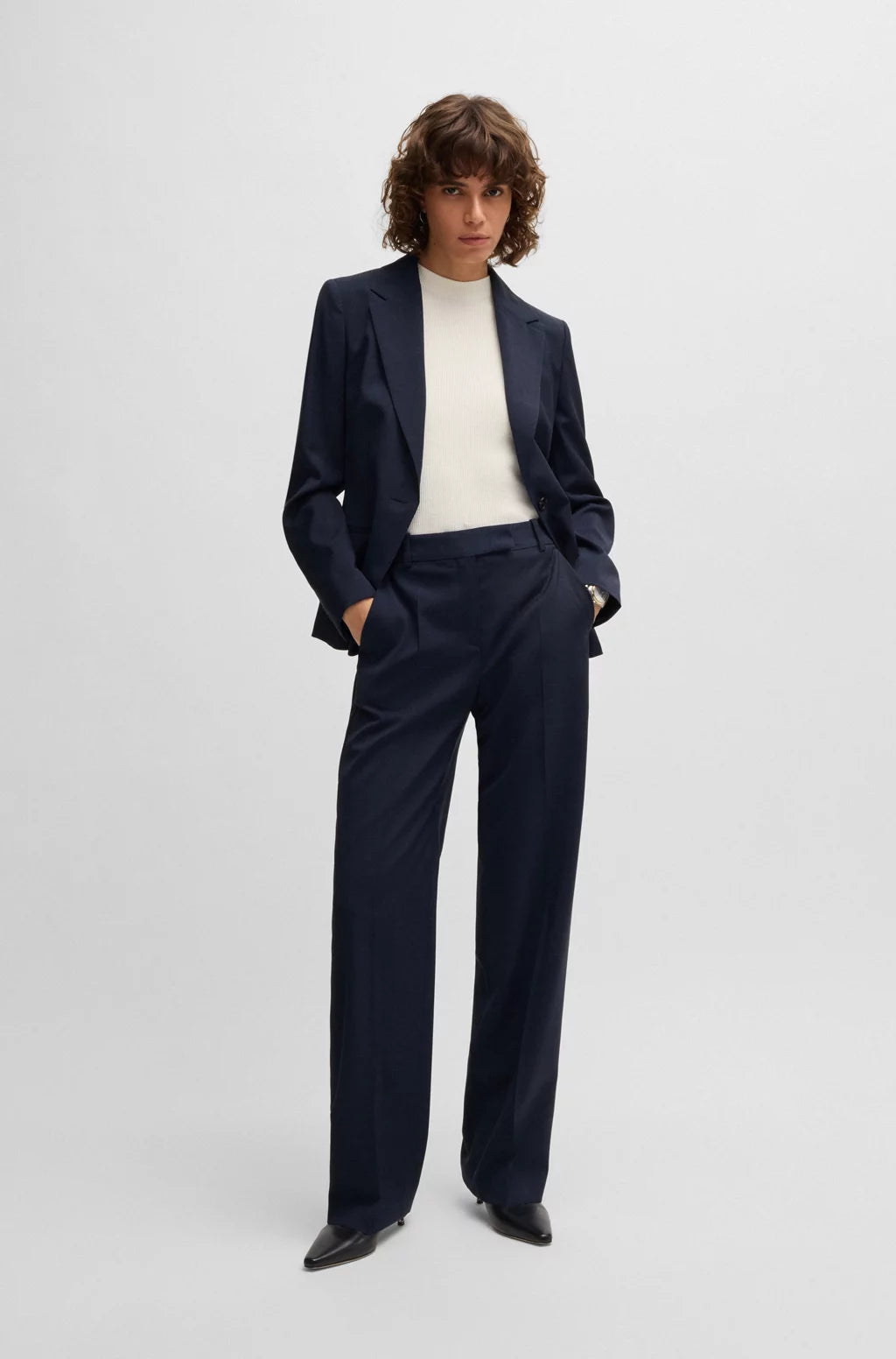 BOSS REGULAR-FIT TROUSERS IN MICRO-CHECK VIRGIN WOOL