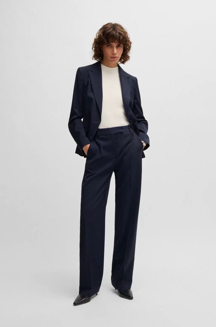BOSS REGULAR-FIT TROUSERS IN MICRO-CHECK VIRGIN WOOL