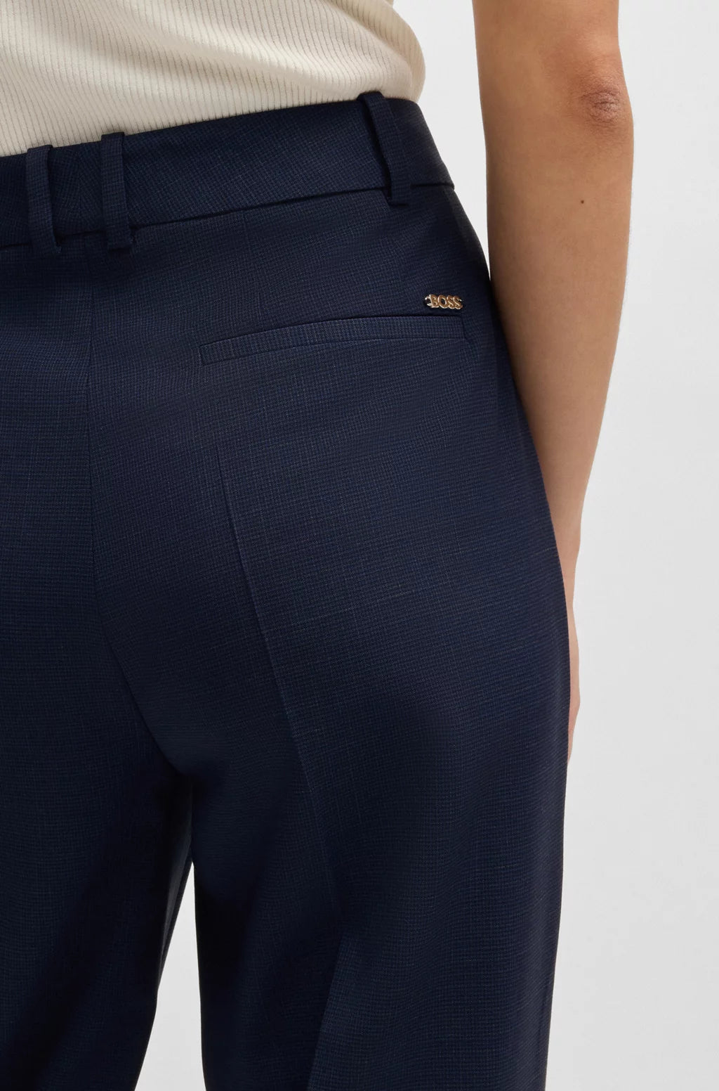 BOSS REGULAR-FIT TROUSERS IN MICRO-CHECK VIRGIN WOOL