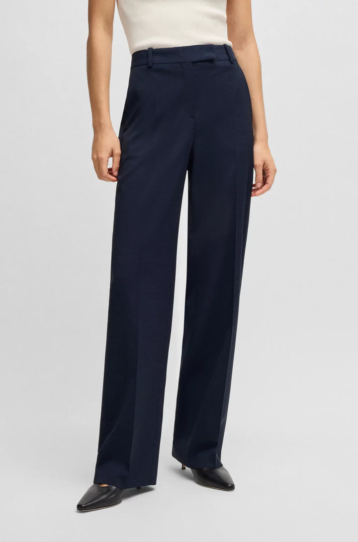 BOSS REGULAR-FIT TROUSERS IN MICRO-CHECK VIRGIN WOOL