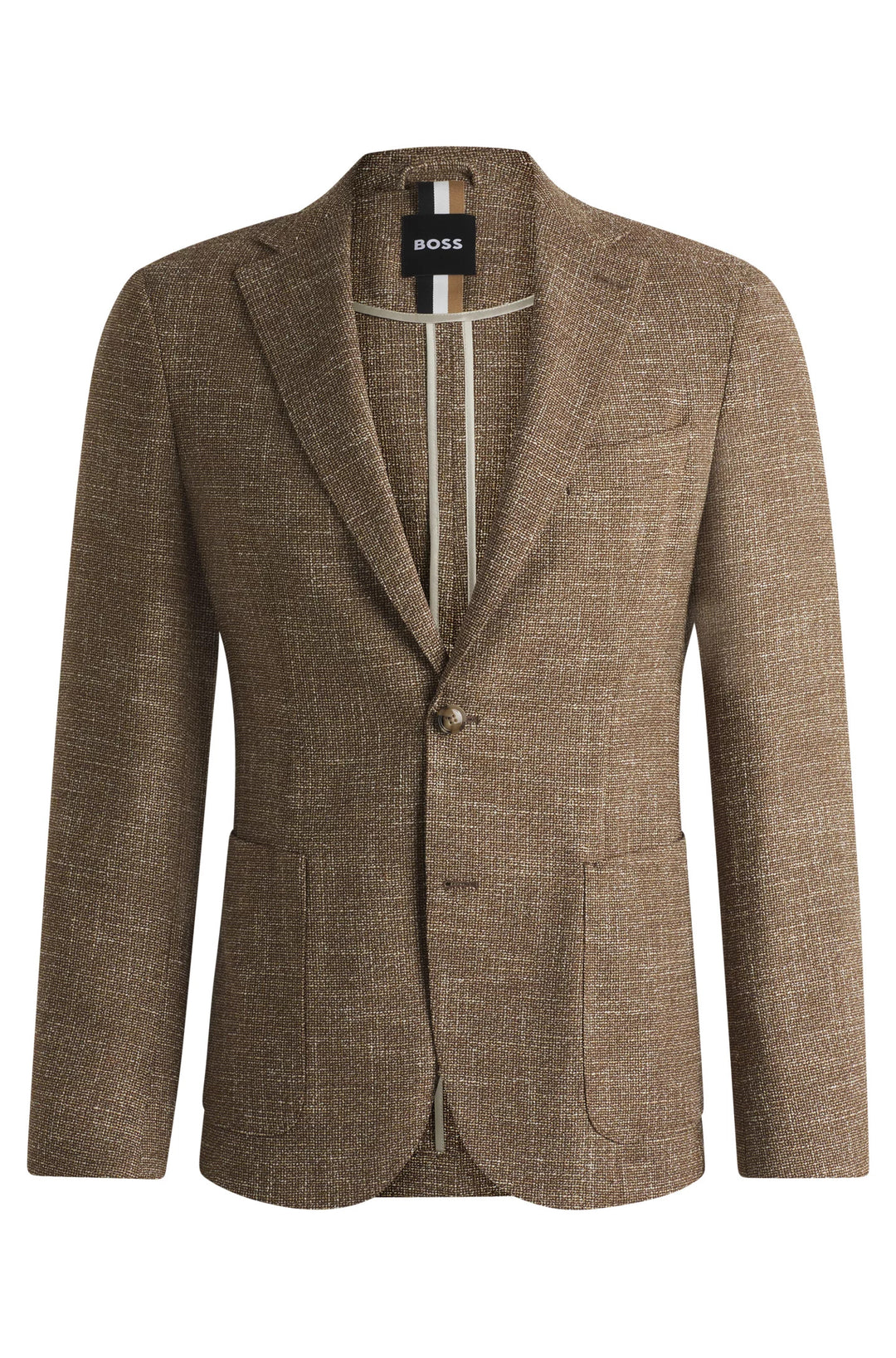 Boss Slim-fit blazer in micro-patterned stretch tweed