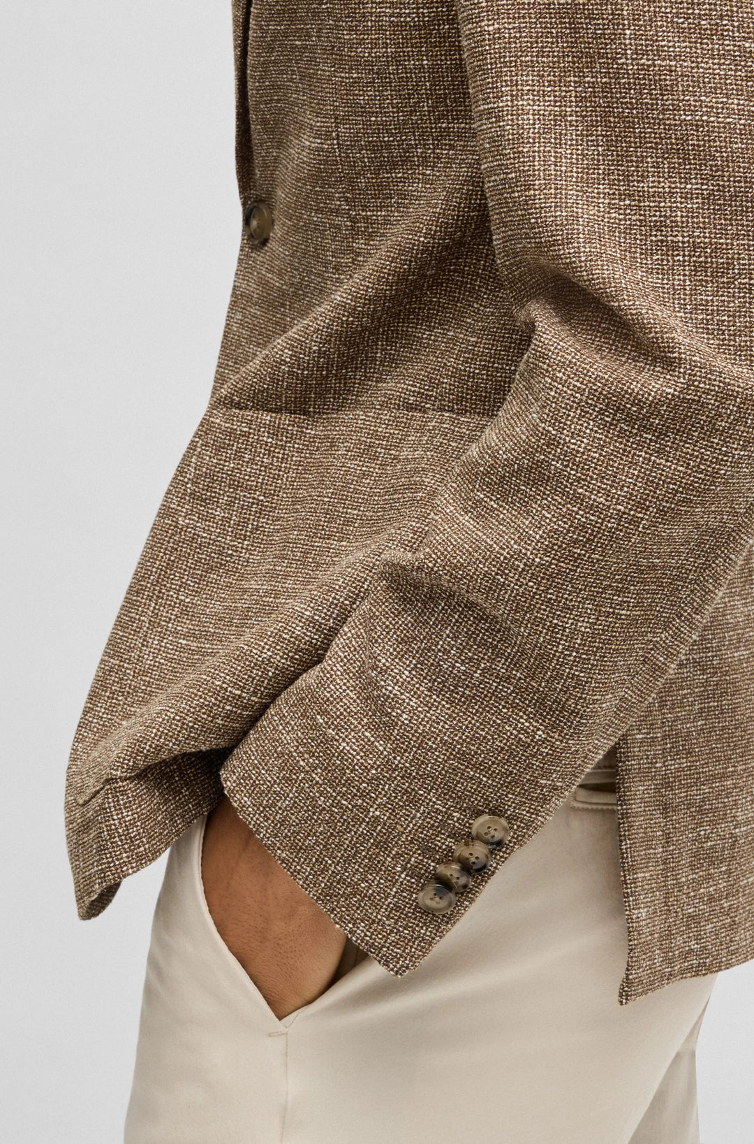 Boss Slim-fit blazer in micro-patterned stretch tweed