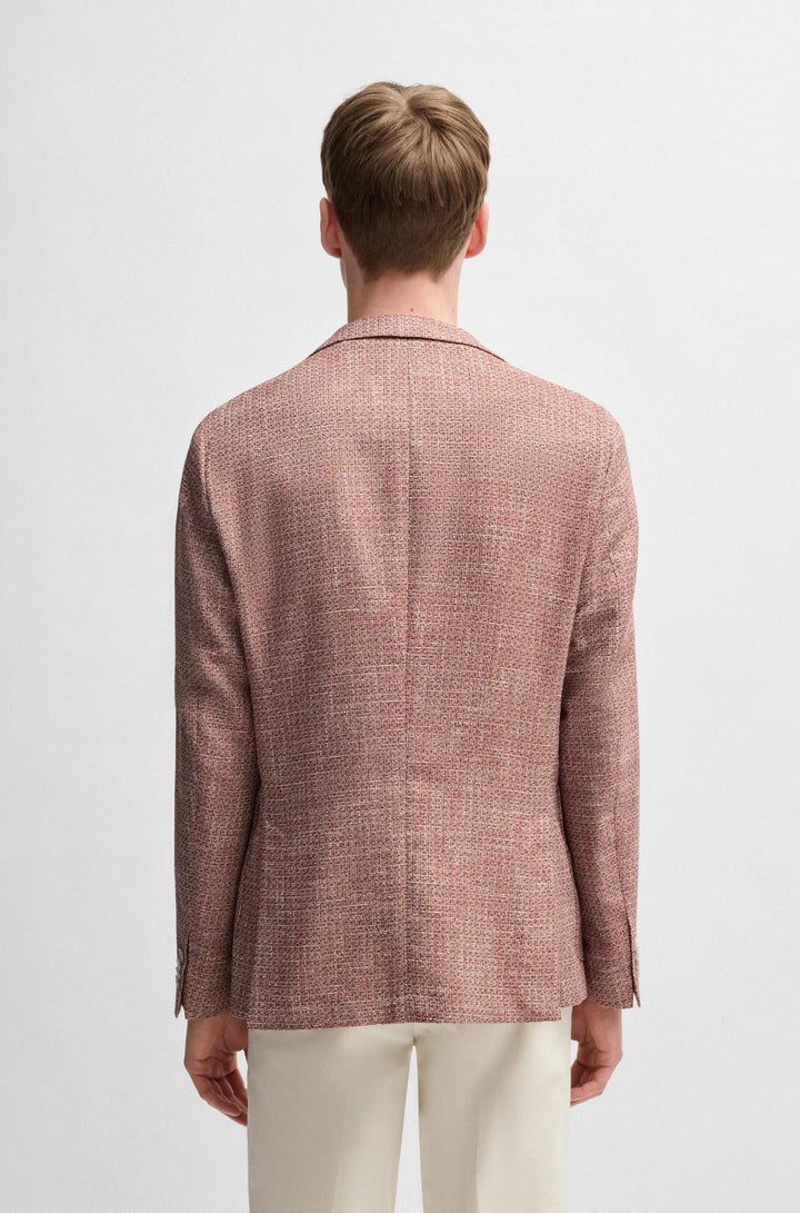 Boss Slim-fit blazer in micro-patterned stretch tweed
