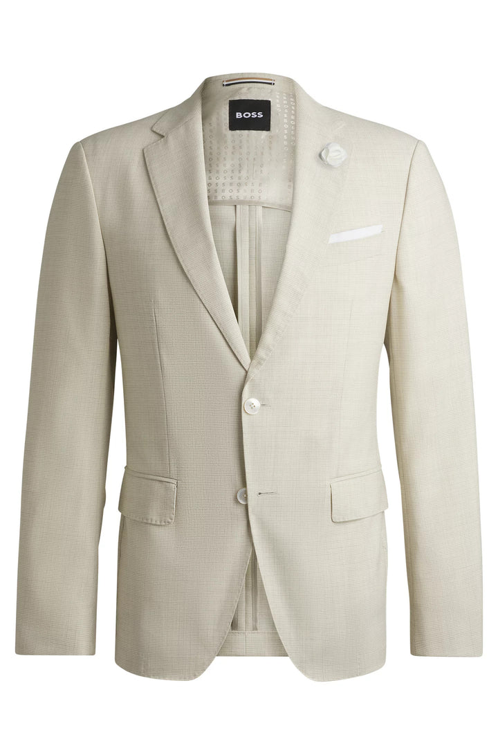 Boss Slim-fit suit jacket in a patterned wool blend