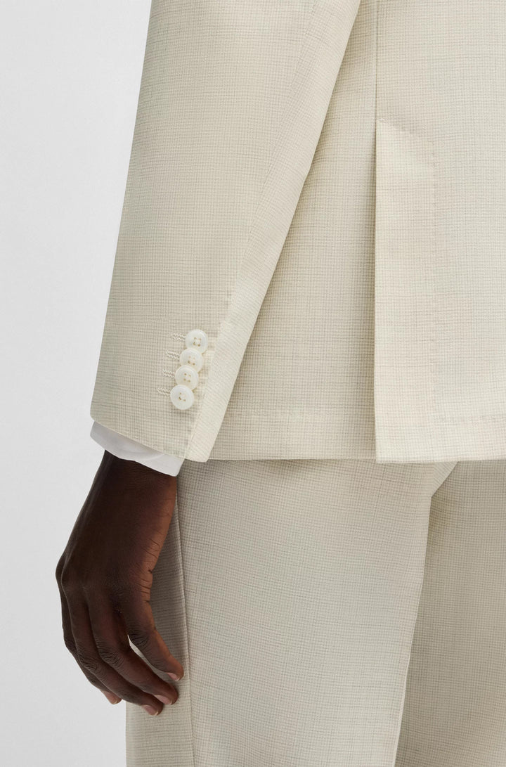 Boss Slim-fit suit jacket in a patterned wool blend