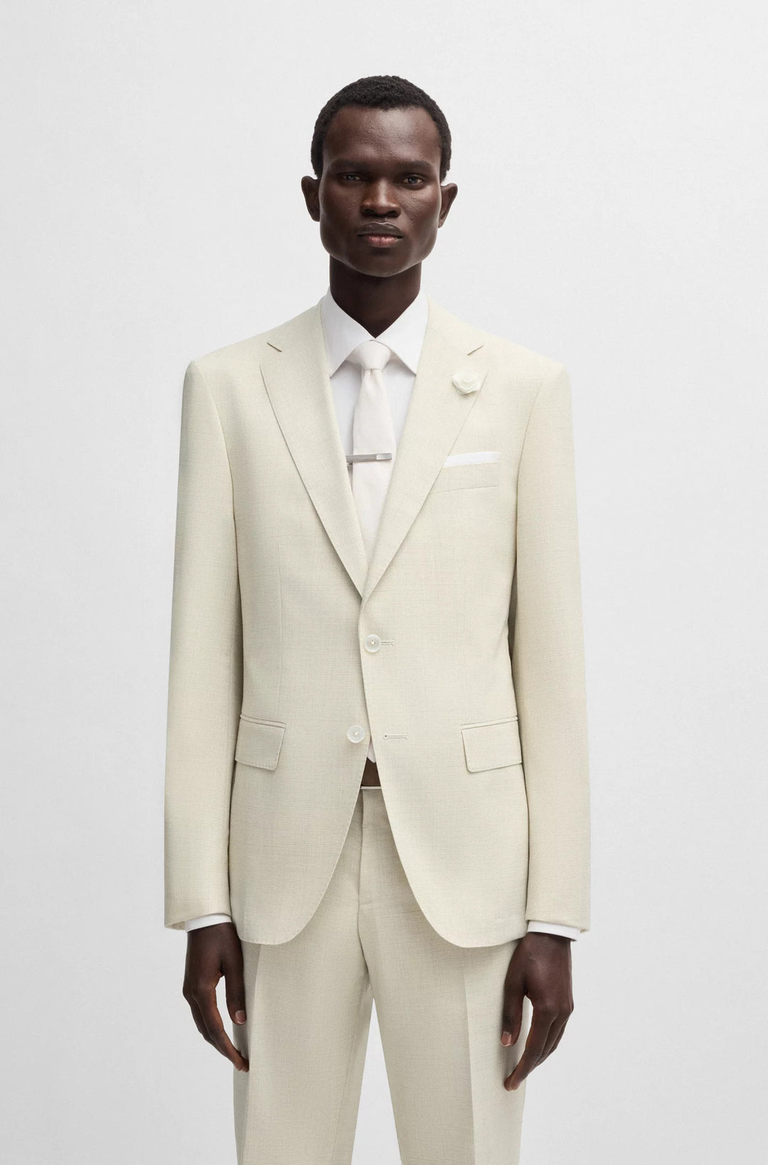 Boss Slim-fit suit jacket in a patterned wool blend