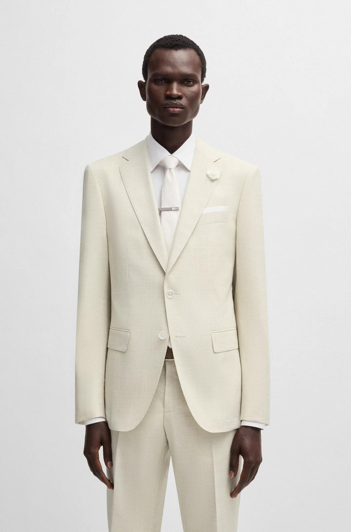Boss Slim-fit suit jacket in a patterned wool blend