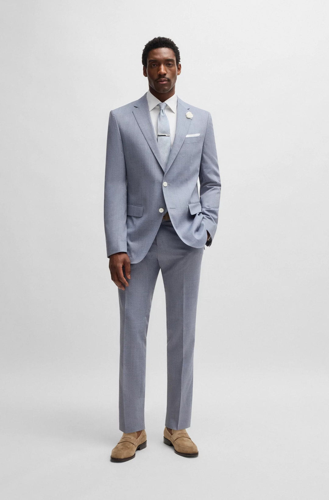 Boss Slim-fit suit jacket in a patterned wool blend