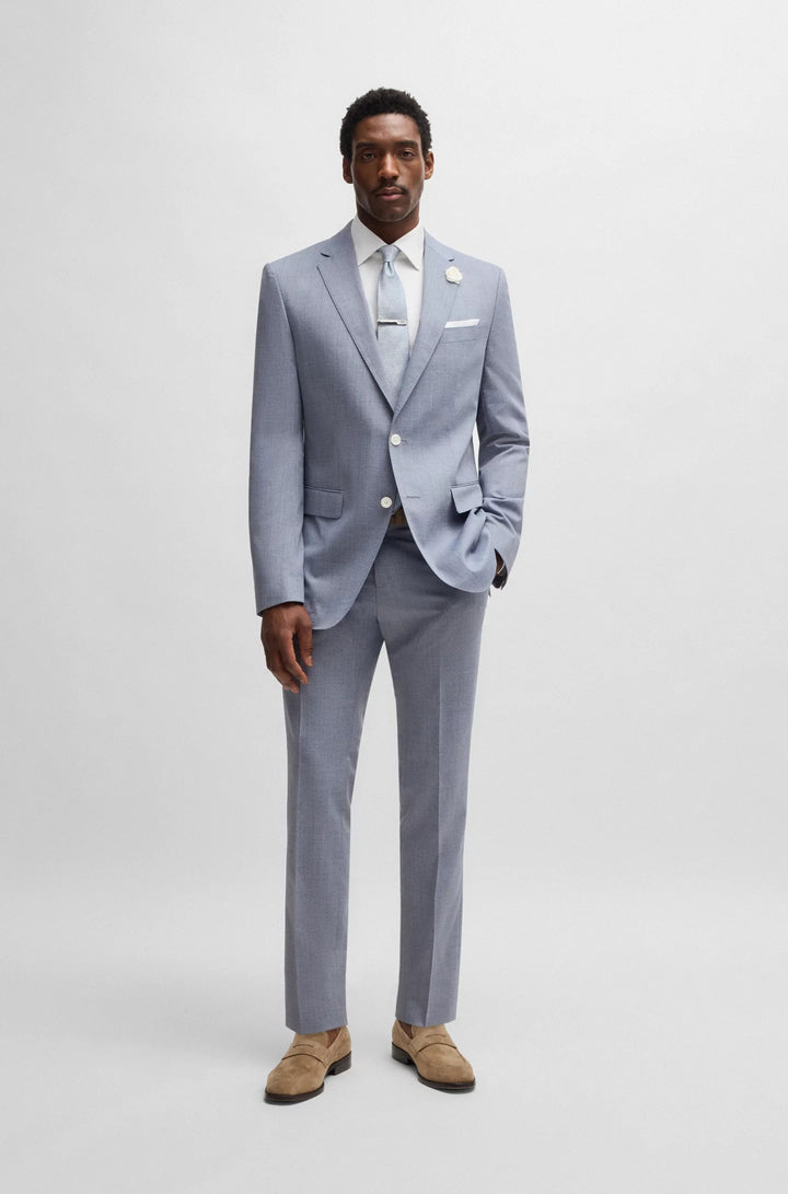 Boss Slim-fit suit jacket in a patterned wool blend