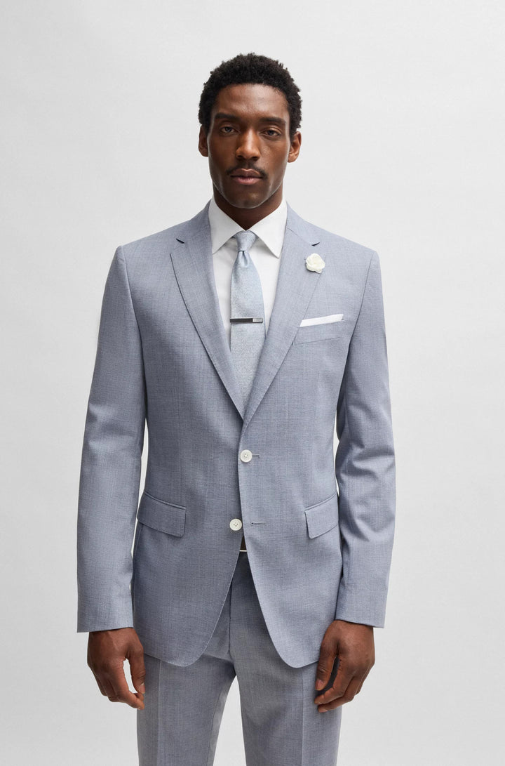 Boss Slim-fit suit jacket in a patterned wool blend