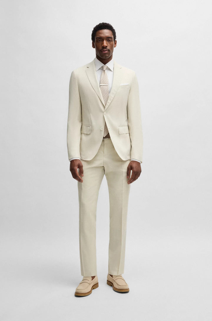 Boss Formal trousers in a patterned virgin-wool blend