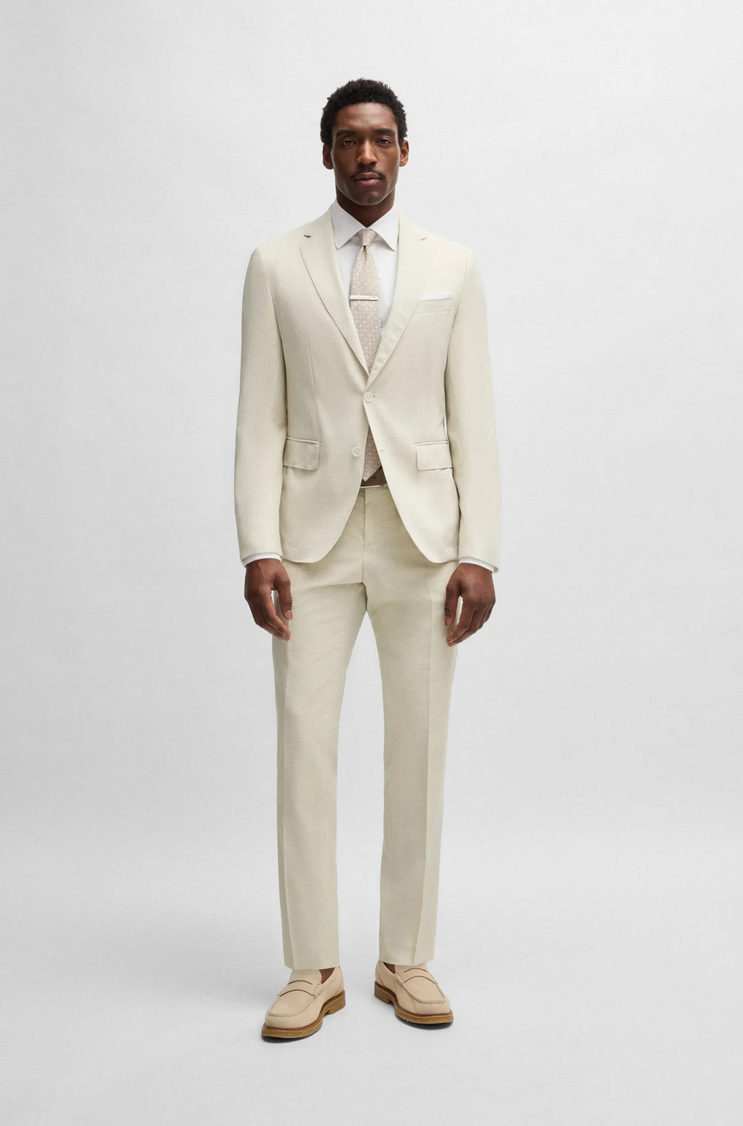 Boss Formal trousers in a patterned virgin-wool blend