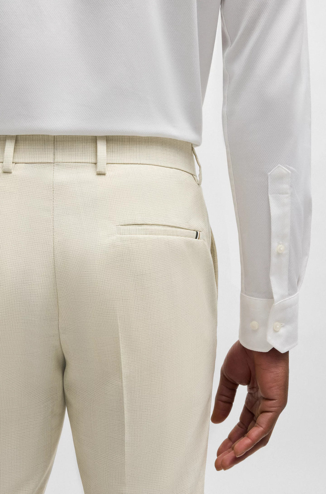 Boss Formal trousers in a patterned virgin-wool blend