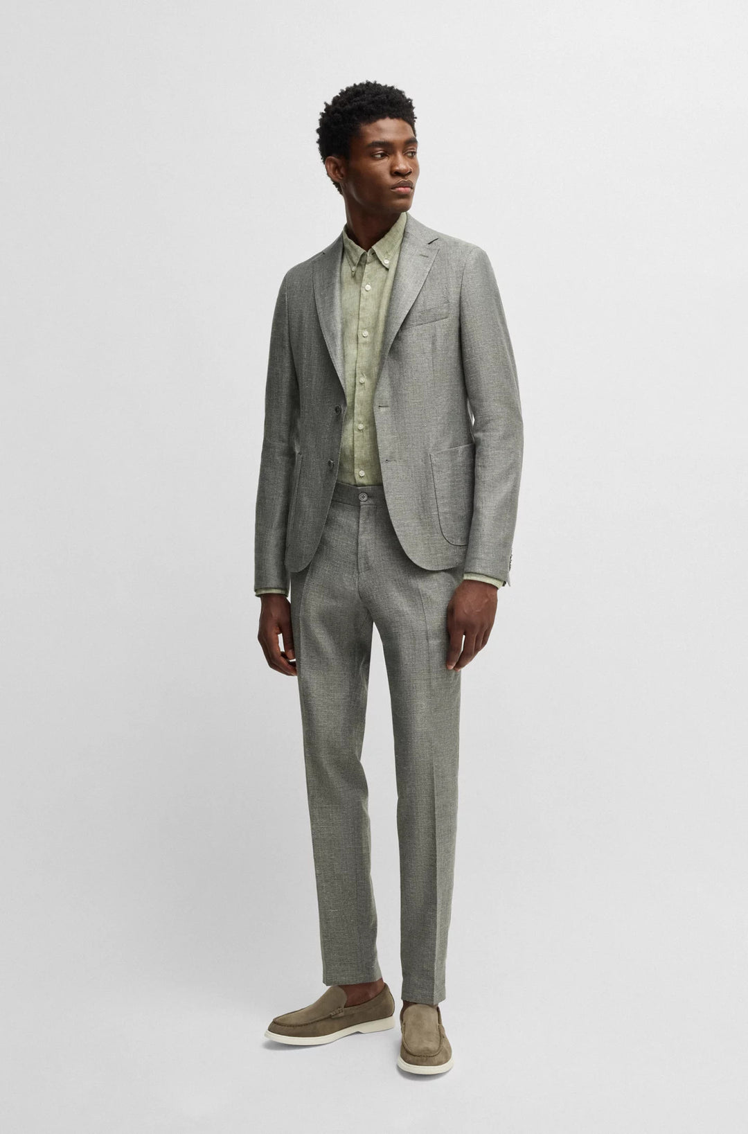 Boss Formal trousers in micro-patterned stretch fabric