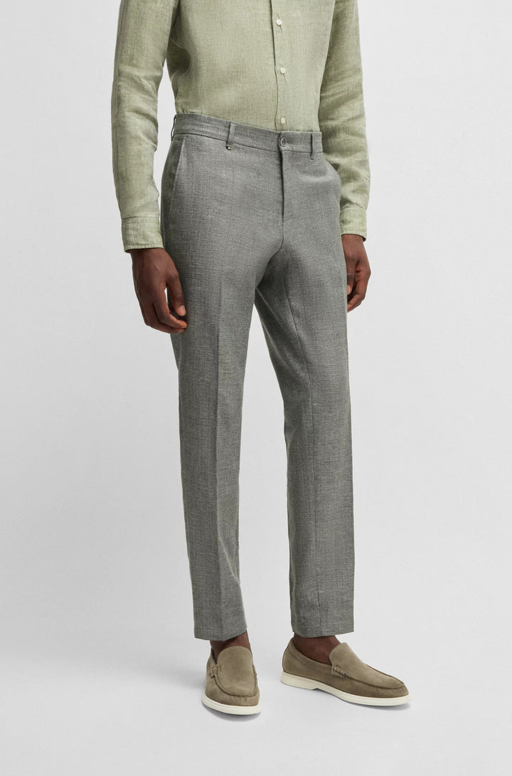 Boss Formal trousers in micro-patterned stretch fabric