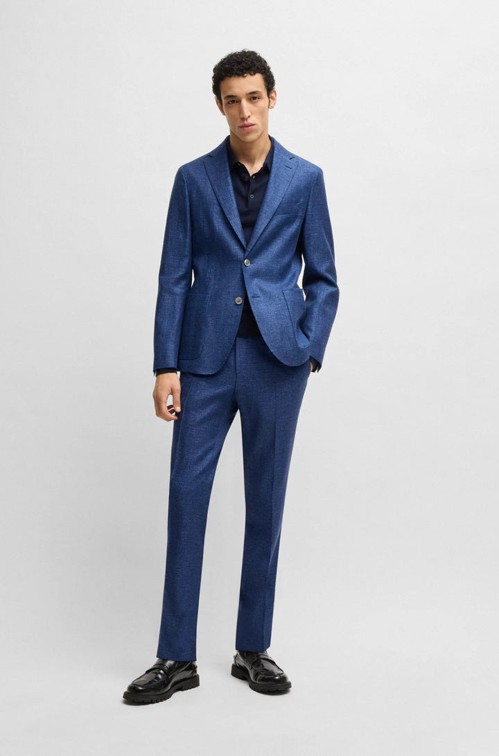 Boss Formal trousers in micro-patterned stretch fabric