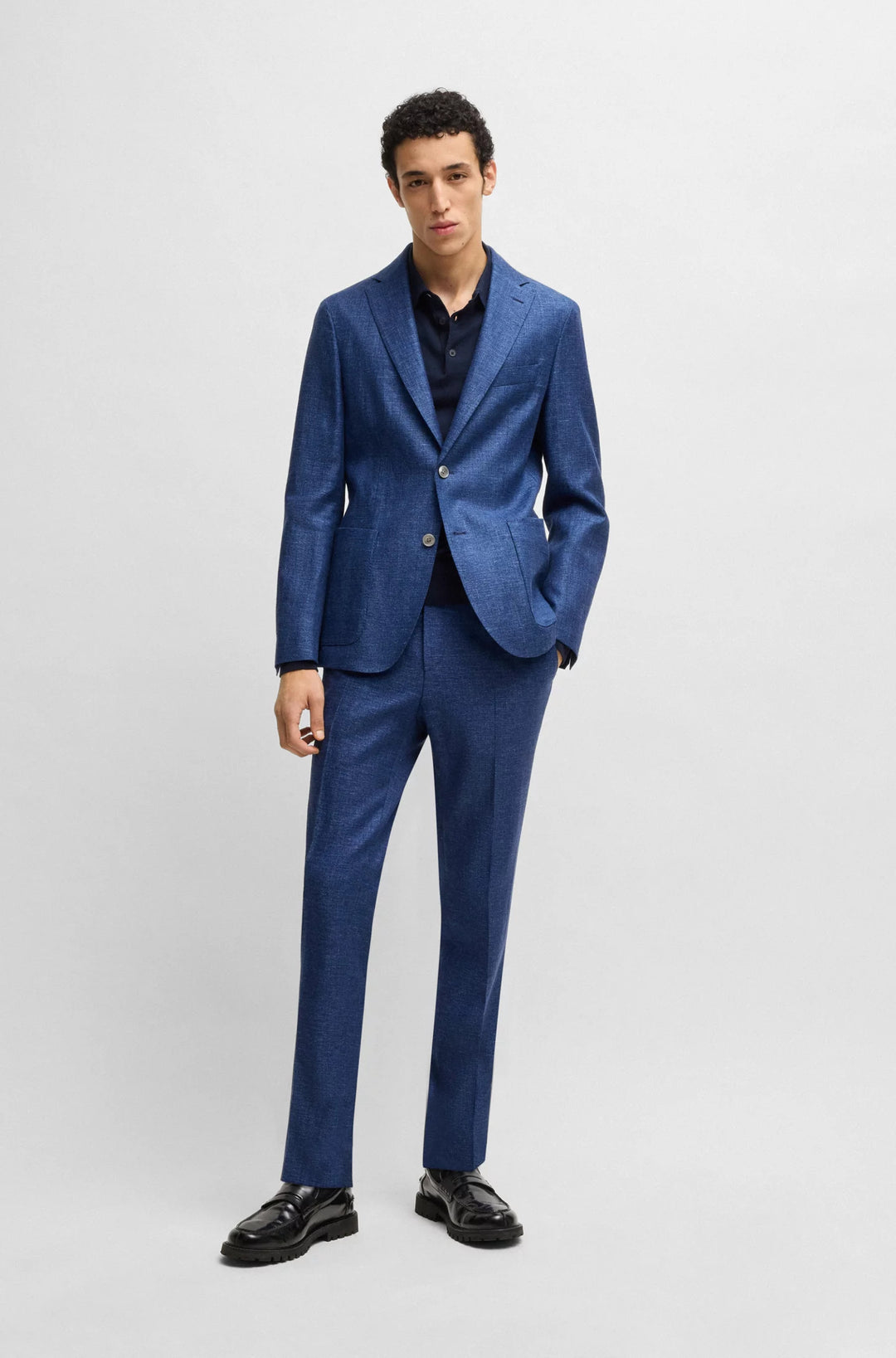 Boss Formal trousers in micro-patterned stretch fabric