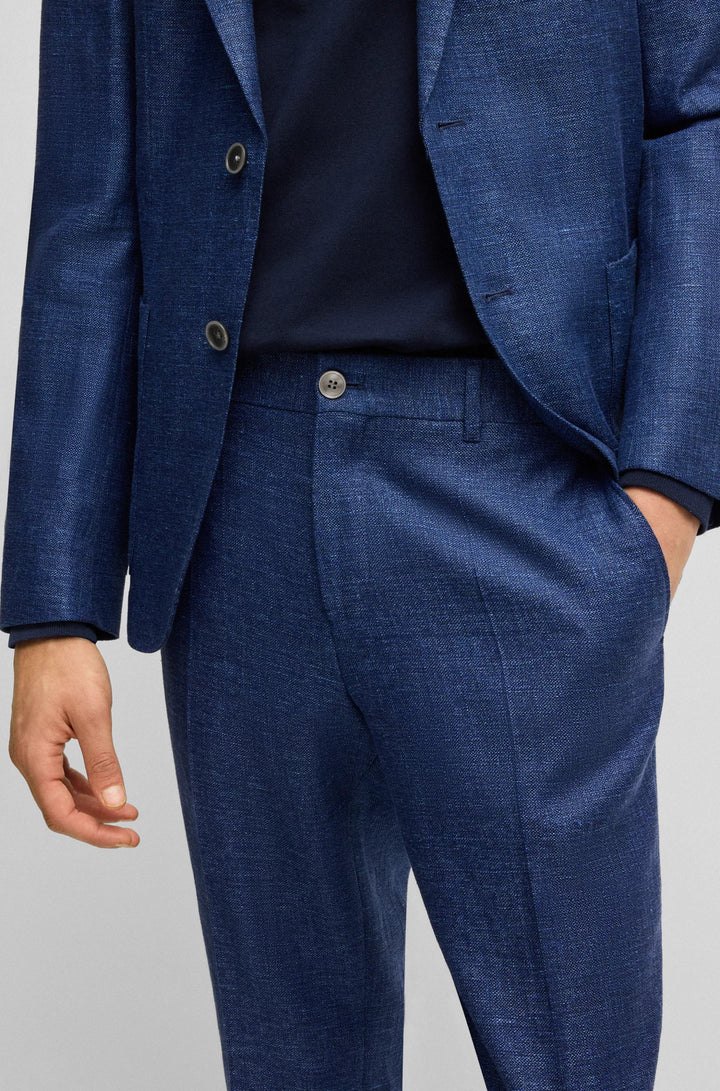 Boss Formal trousers in micro-patterned stretch fabric