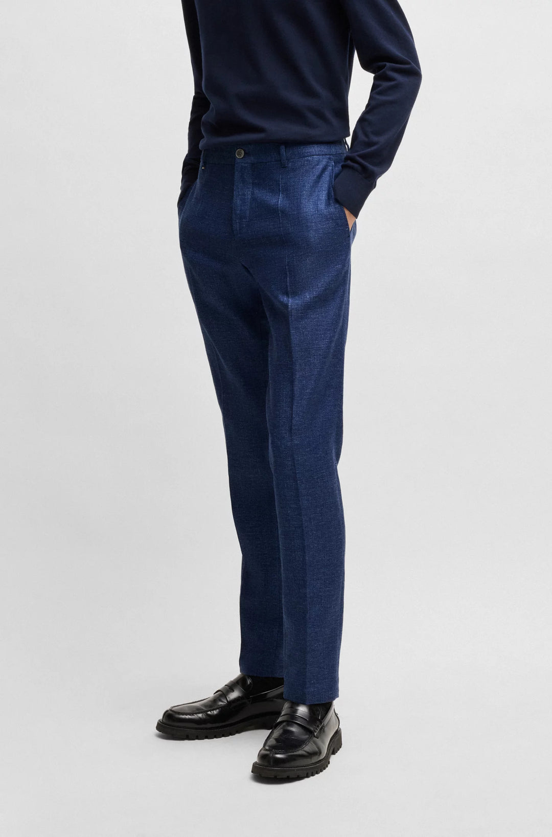 Boss Formal trousers in micro-patterned stretch fabric