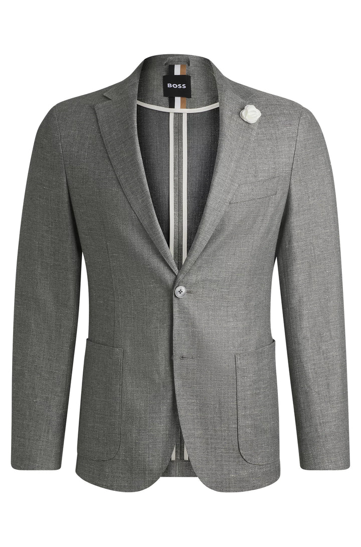 Boss Slim-fit blazer in micro-patterned fabric