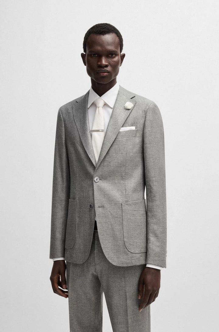 Boss Slim-fit blazer in micro-patterned fabric