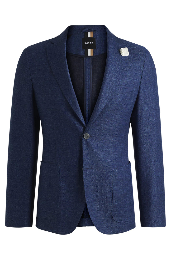Boss Slim-fit blazer in micro-patterned fabric
