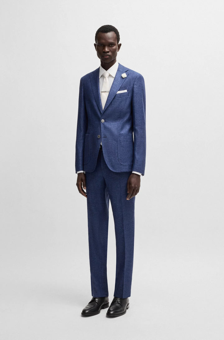 Boss Slim-fit blazer in micro-patterned fabric