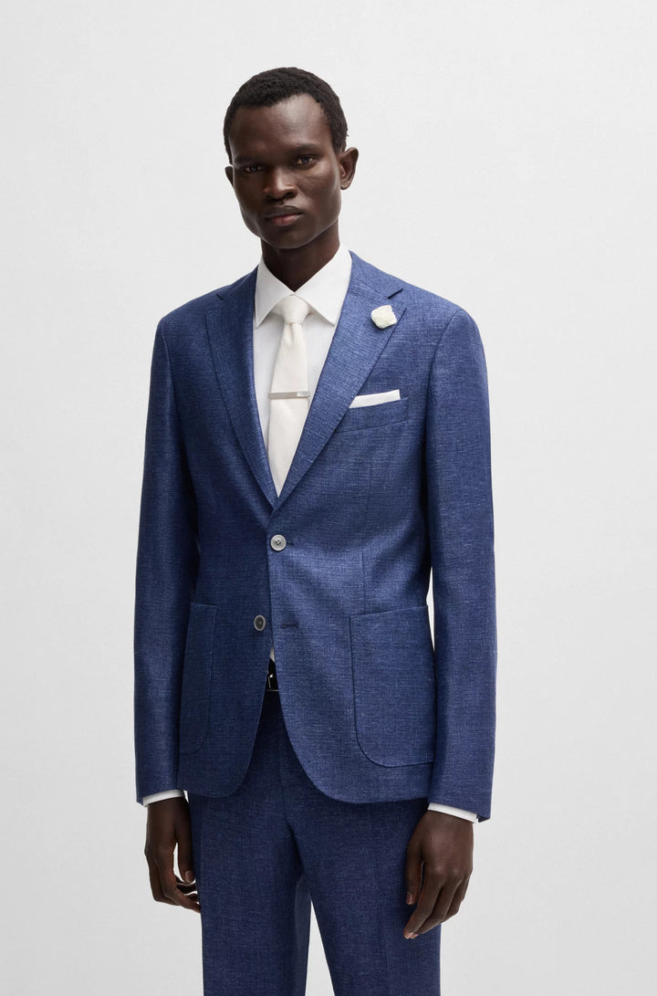 Boss Slim-fit blazer in micro-patterned fabric