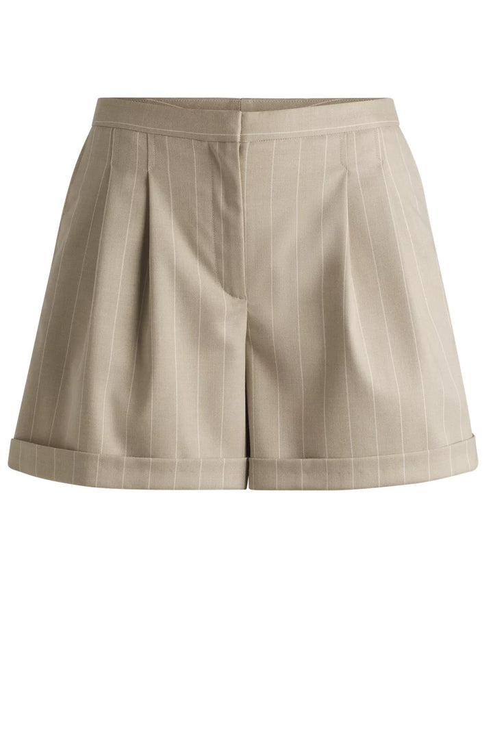 BOSS TAPERED-FIT SHORTS IN PINSTRIPE STRETCH FABRIC