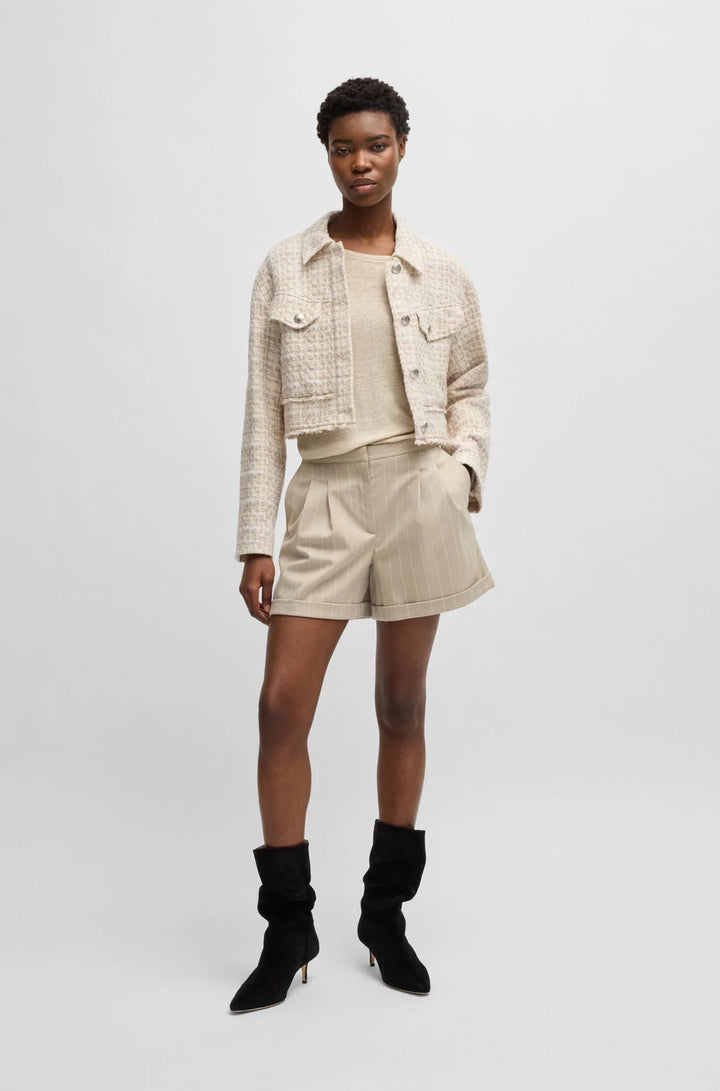 BOSS TAPERED-FIT SHORTS IN PINSTRIPE STRETCH FABRIC