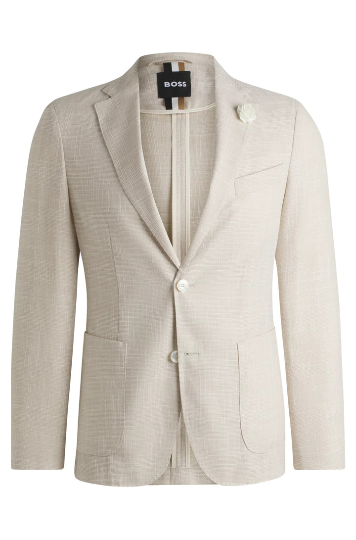 Boss Slim-fit blazer in micro-patterned fabric
