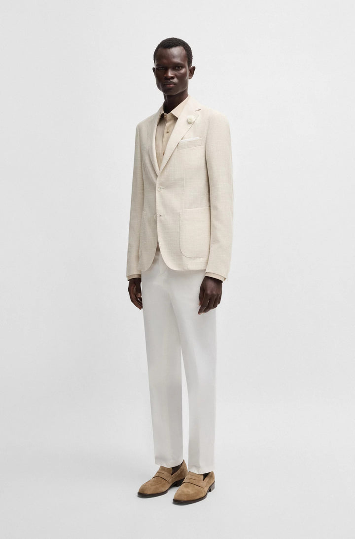 Boss Slim-fit blazer in micro-patterned fabric