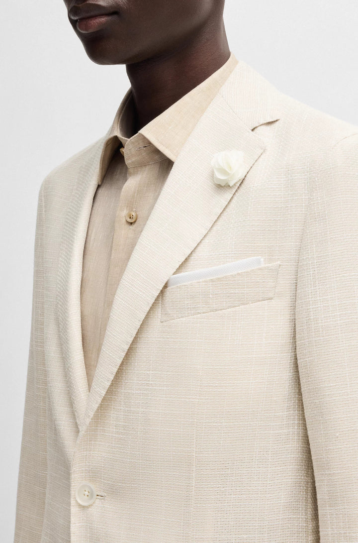Boss Slim-fit blazer in micro-patterned fabric