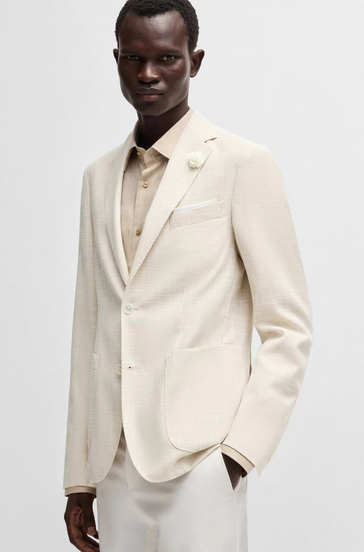 Boss Slim-fit blazer in micro-patterned fabric