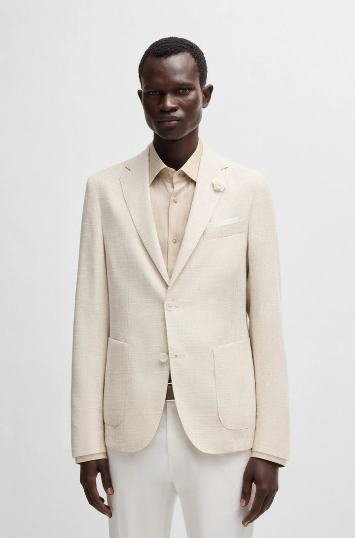 Boss Slim-fit blazer in micro-patterned fabric