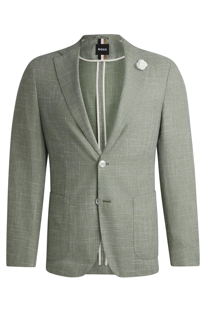 Boss Slim-fit blazer in micro-patterned fabric