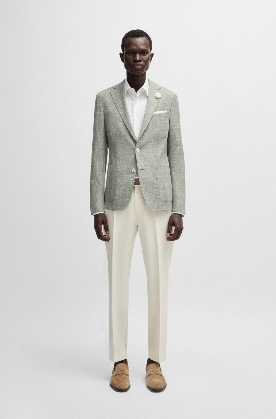 Boss Slim-fit blazer in micro-patterned fabric