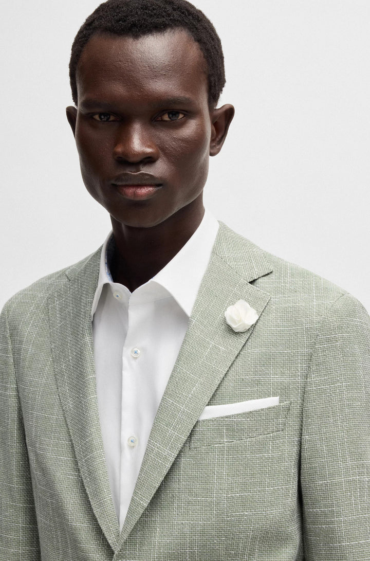 Boss Slim-fit blazer in micro-patterned fabric