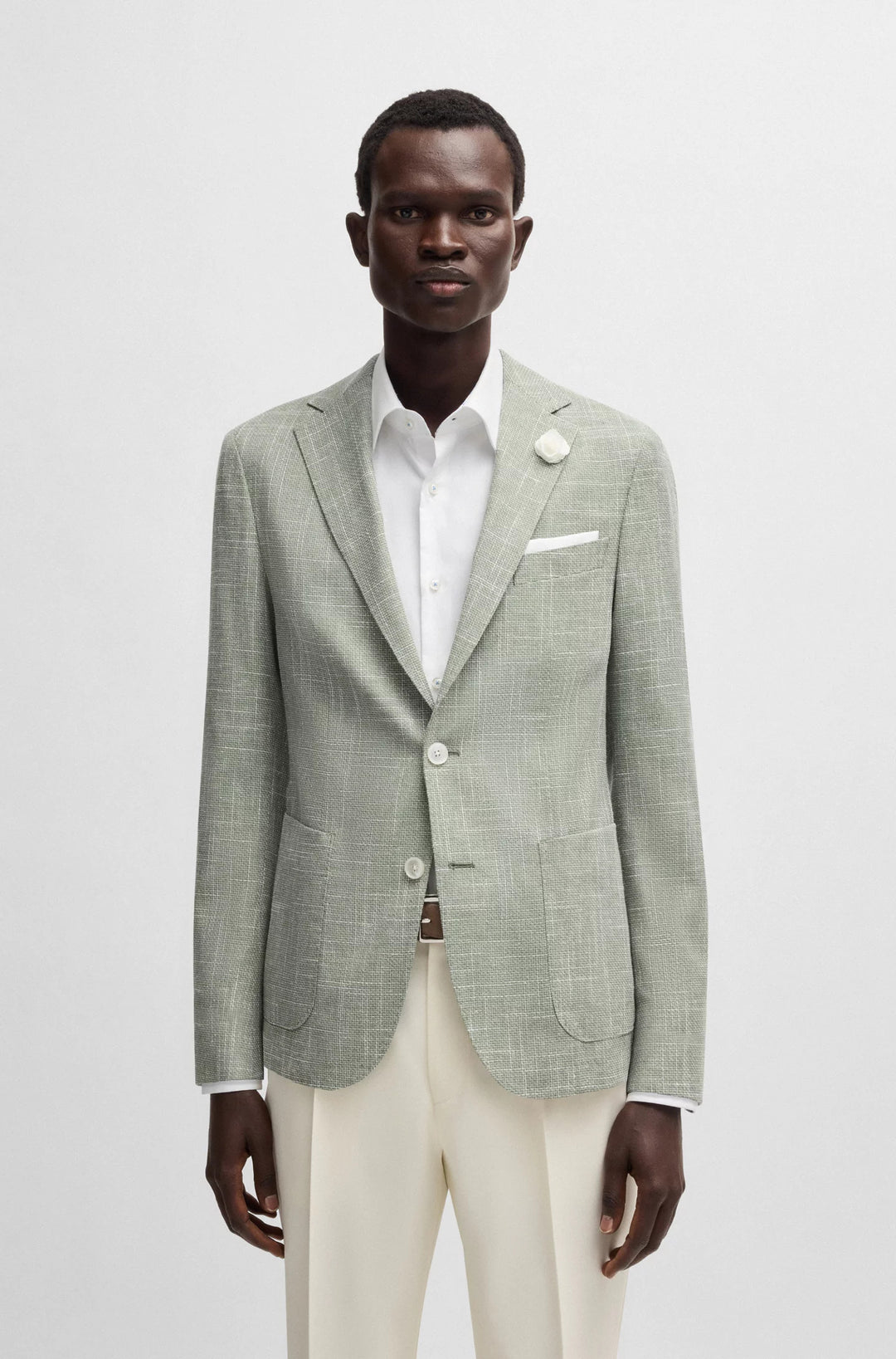 Boss Slim-fit blazer in micro-patterned fabric