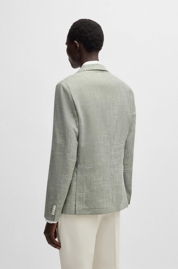 Boss Slim-fit blazer in micro-patterned fabric