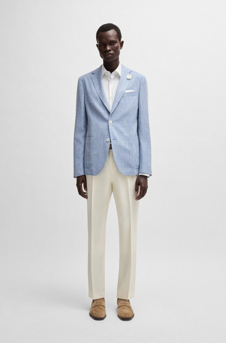 Boss Slim-fit blazer in micro-patterned fabric